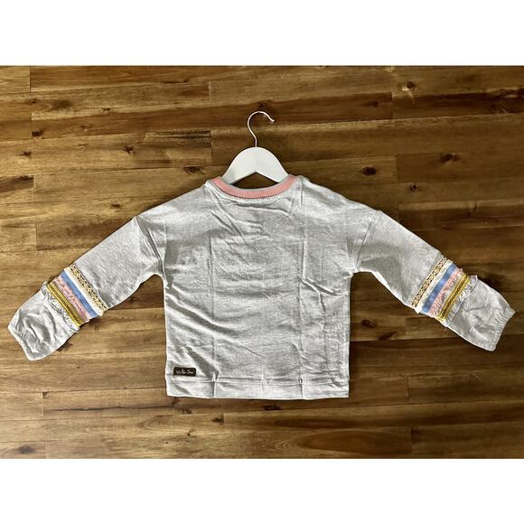 NWT Matilda Jane Just Imagine Glittery French Gray Knit Terry Fair Isle Top 6 - Picture 9 of 9